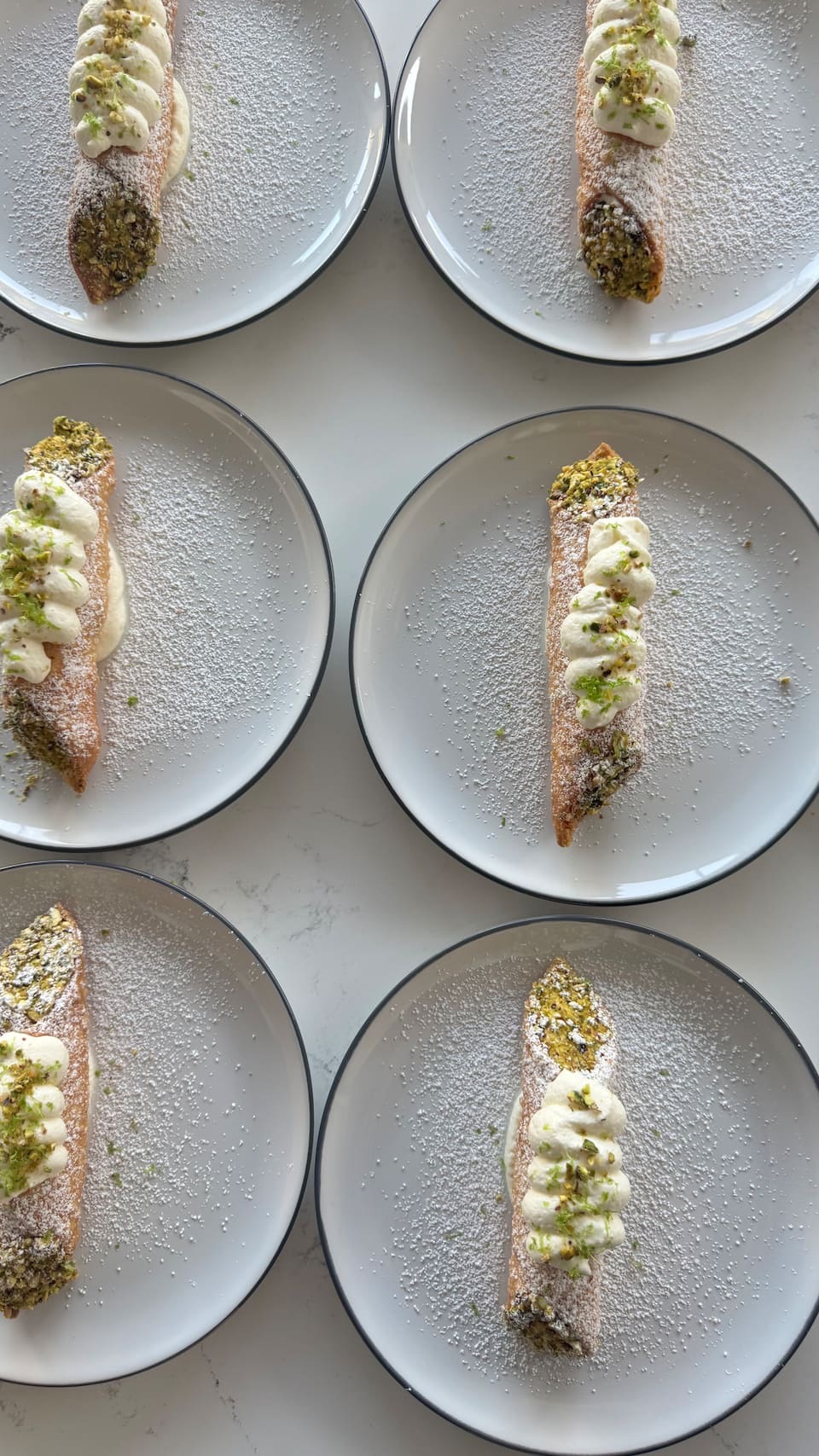 Pistachio cannoli prepared for private dining guests